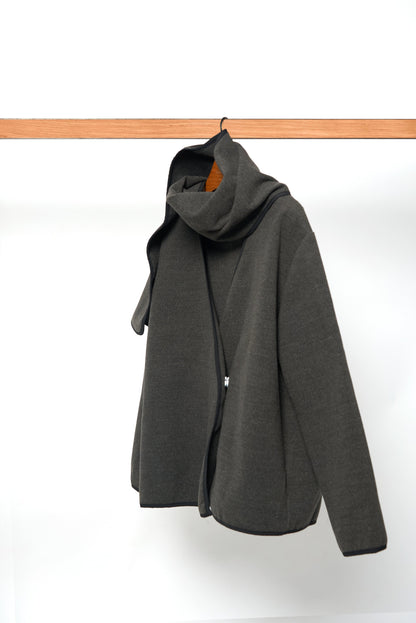 Korte damesmantel in Franse stijl met sjaal – Elegant & minimalistisch design