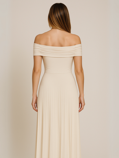 Aurélie | Elegante Geplooide Maxi Jurk voor Bruiloften en Gala’s