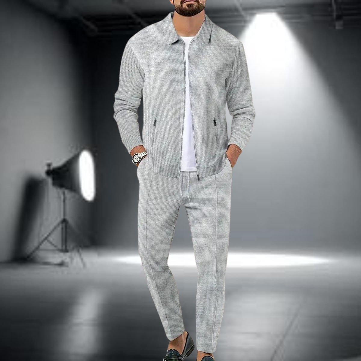 Men's Tracksuit – Stylish Jacket with Zipper and Jogging Pants, Lightweight Sports Set