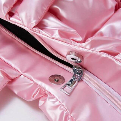 Metallic Puffer Draagtas met Ruches en Crossbodyfunctie