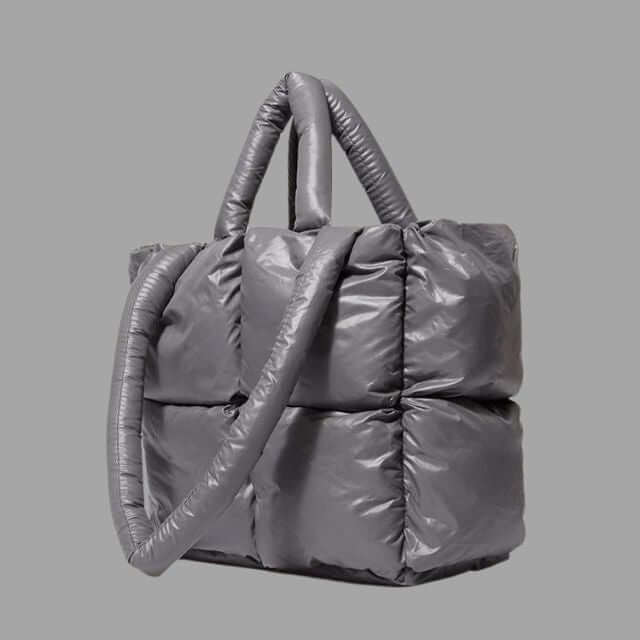 Metallic Puffer Draagtas met Ruches en Crossbodyfunctie