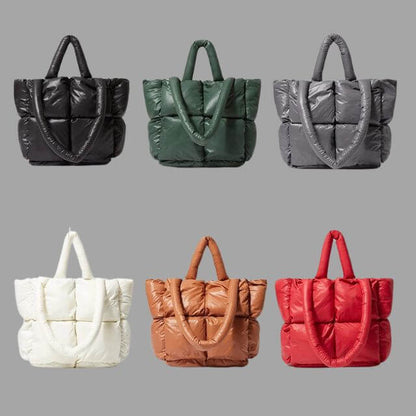 Metallic Puffer Draagtas met Ruches en Crossbodyfunctie