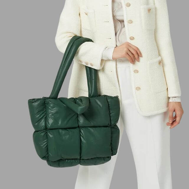 Metallic Puffer Draagtas met Ruches en Crossbodyfunctie