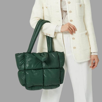 Metallic Puffer Draagtas met Ruches en Crossbodyfunctie