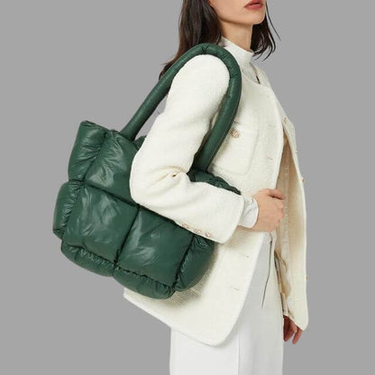 Metallic Puffer Draagtas met Ruches en Crossbodyfunctie