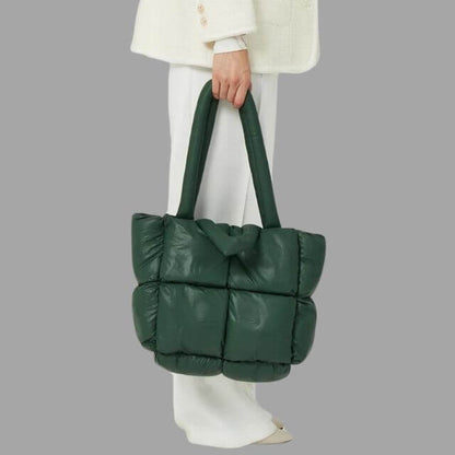 Metallic Puffer Draagtas met Ruches en Crossbodyfunctie