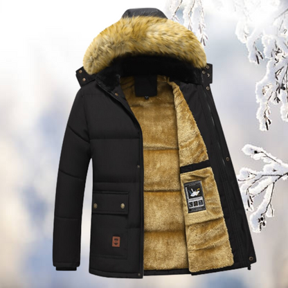 Heren Winterparka met Bontkraag – Gevoerde Jas voor Extreme Kou