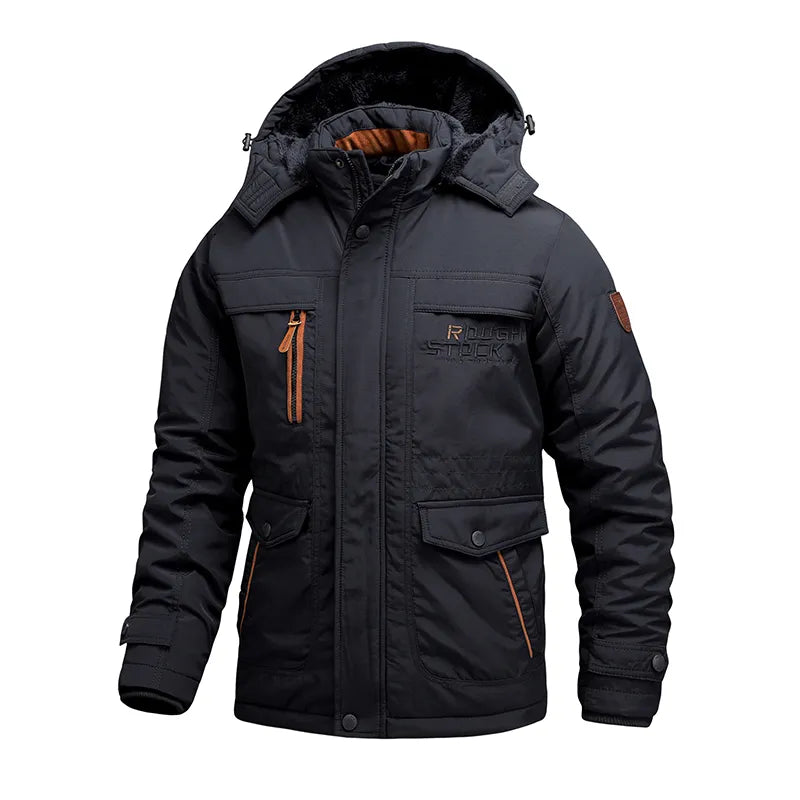 Men's Winter Jacket Tactical – Waterproof & Lined with Detachable Hood