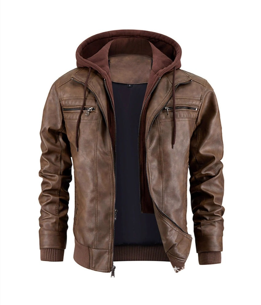 Leren Winterjas met Capuchon voor Heren