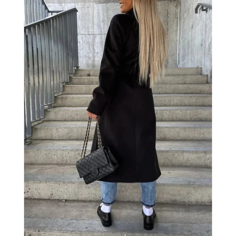 Damen langer Wintermantel mit Gürtel