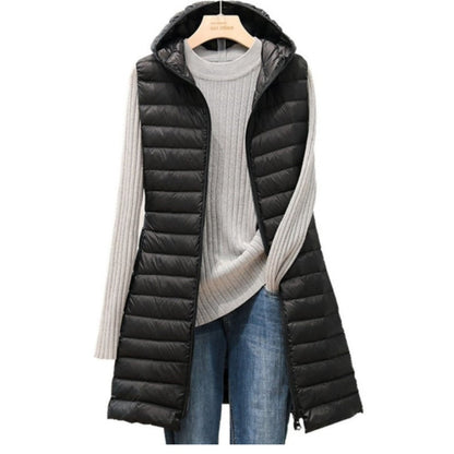 Women's Quilted Jacket with Hood - Lightweight and Mid-length - Autumn and Winter