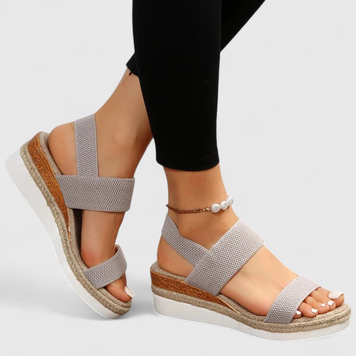 Dames Platform Sandalen | Comfort Stretch Band & Zomerstijl-Schoenen – Dames – Sandalen – Platform Sandalen-Myna Mode-Bruin-US 5 - UK 3-Myna Mode