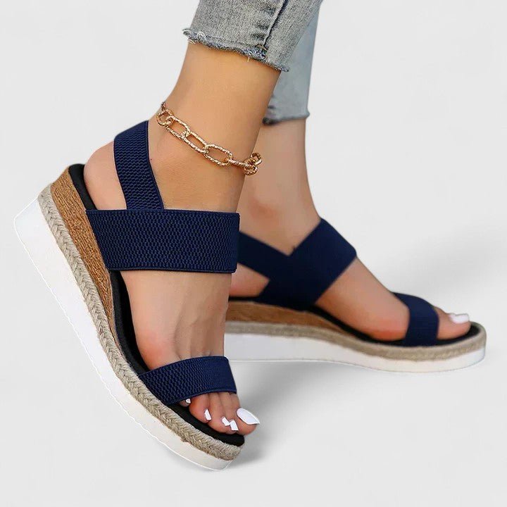 Dames Platform Sandalen | Comfort Stretch Band & Zomerstijl-Schoenen – Dames – Sandalen – Platform Sandalen-Myna Mode-Bruin-US 5 - UK 3-Myna Mode