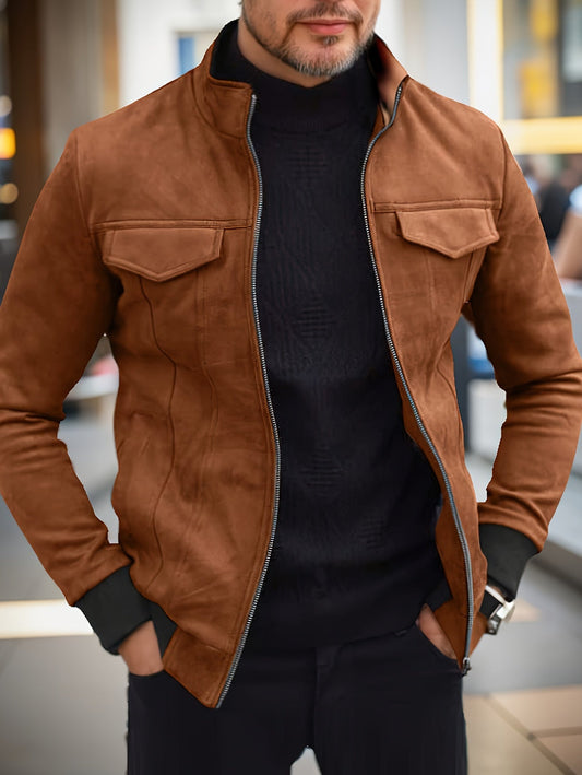 Casual Heren Winterjas met Rits en Opstaande Kraag