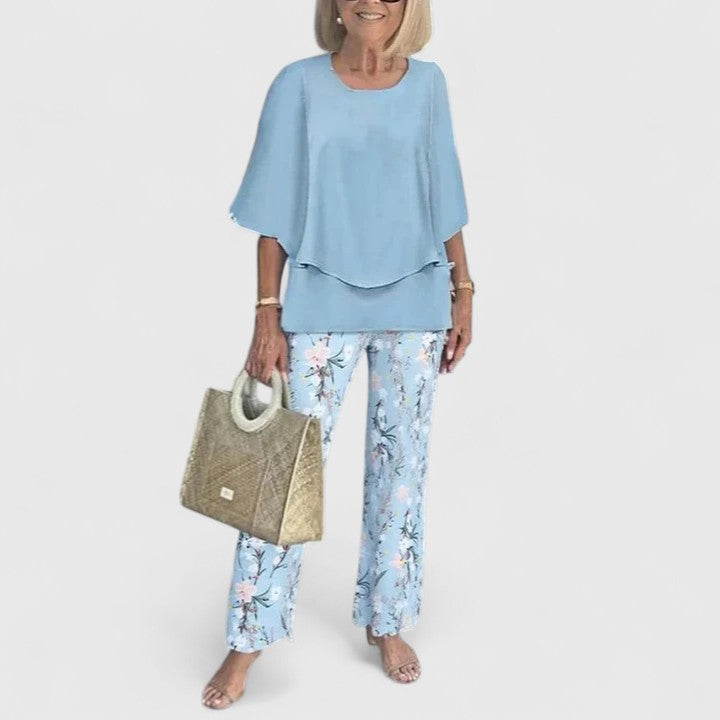 Women's 2-Piece Set | Comfort Top & Printed Relaxed Fit Pants