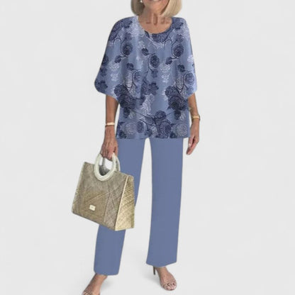 Women's 2-Piece Set | Comfort Top & Printed Relaxed Fit Pants