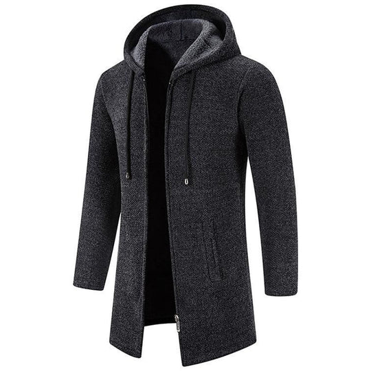 Halflang Fleece Herenvest met Capuchon en Rits