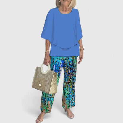 Women's 2-Piece Set | Comfort Top & Printed Relaxed Fit Pants