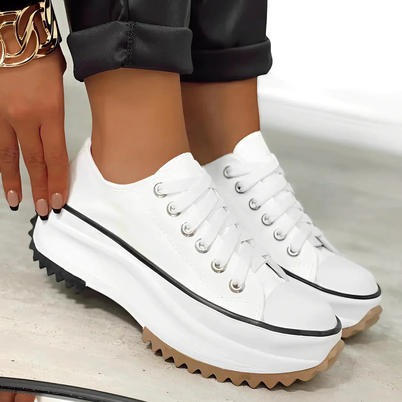 Women's Platform Sneakers – Trendy Low Canvas Shoes with Thick Sole