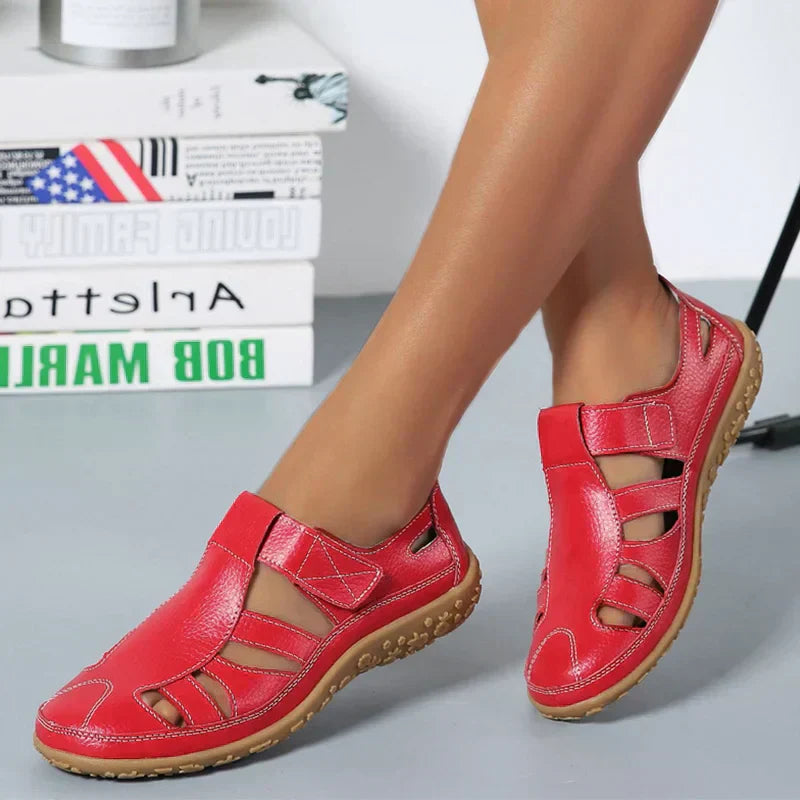 Lina | Comfortabele Orthopedische Slip-On Sandalen-Damesschoenen > Orthopedische Sandalen > Comfort Sandalen-Myna Mode-Rood-US 5 - UK 3-Myna Mode