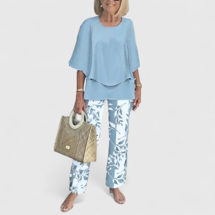 Women's 2-Piece Set | Comfort Top & Printed Relaxed Fit Pants