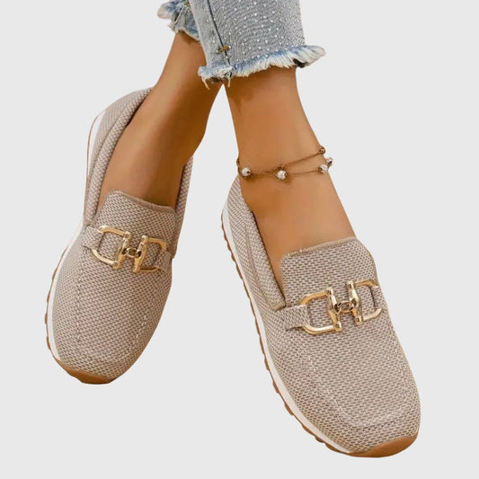 Women's Loafers | Breathable Mesh & Gold Detail Slip-Ons