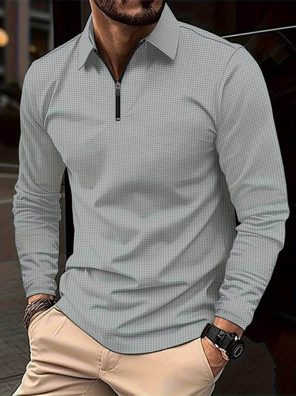 Men's Waffle Shirt with Long Sleeves and V-neck – Casual and Comfortable