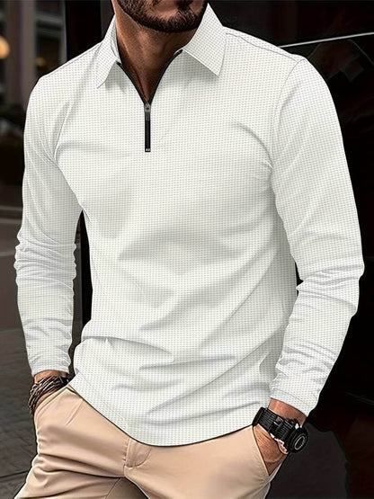 Men's Waffle Shirt with Long Sleeves and V-neck – Casual and Comfortable