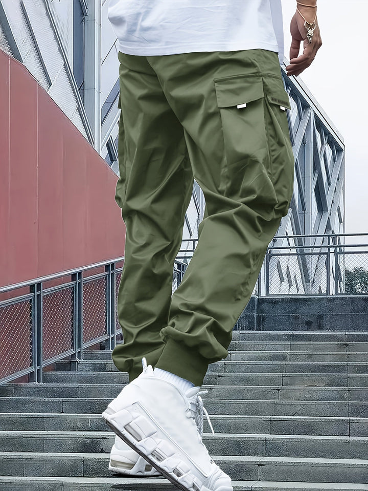 Men's Cargo Jogging Pants – Streetwear Joggers with Pockets and Cuffed Legs