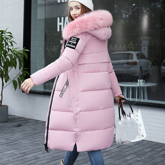Dames Lange Pufferjas – Warme Winterjas met Imitatiebont Capuchon