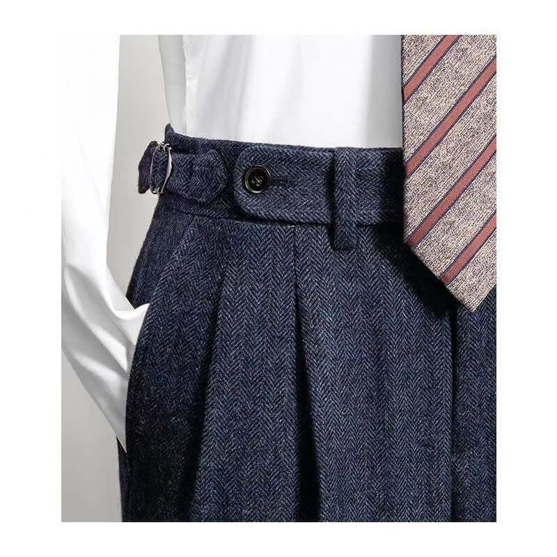 Heren Tweed Broek met Vintage Look en Comfortabele Pasvorm