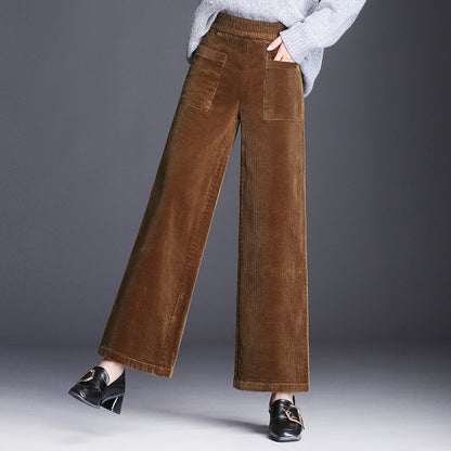 Corduroy women's pants with wide legs
