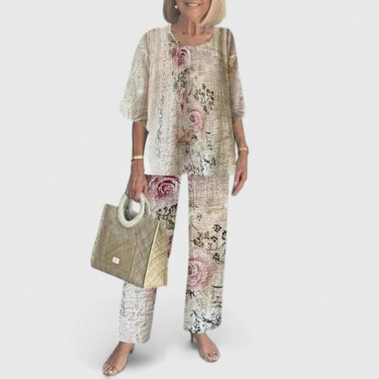 Women's 2-Piece Set | Comfort Top & Printed Relaxed Fit Pants