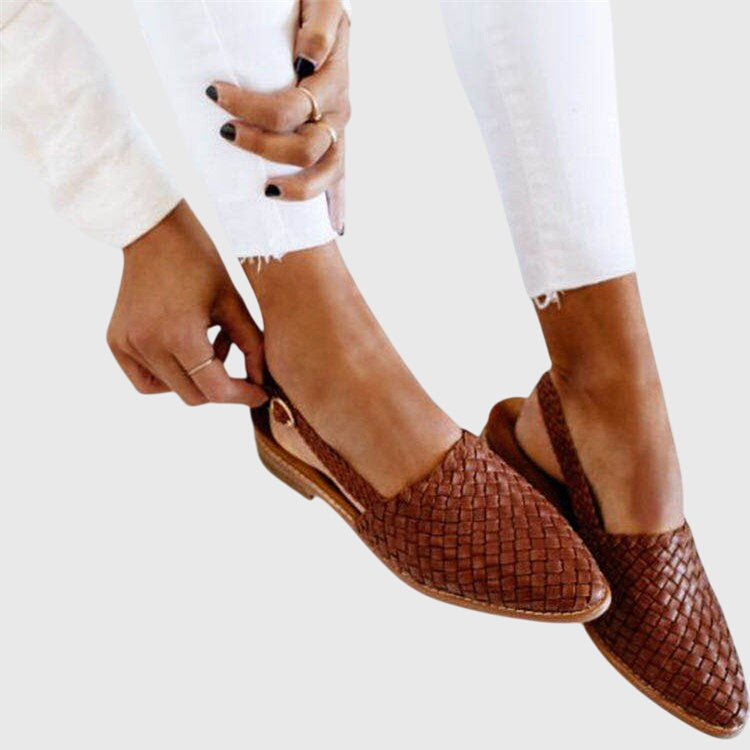 Dames Loafers | Gevlochten Design & Comfort Fit | Elegante Instappers-Schoenen – Dames – Instappers – Loafers-Myna Mode-Bruin-US 5 - UK 3-Myna Mode