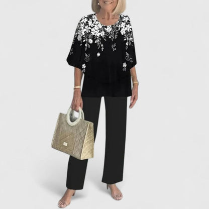 Women's 2-Piece Set | Comfort Top & Printed Relaxed Fit Pants