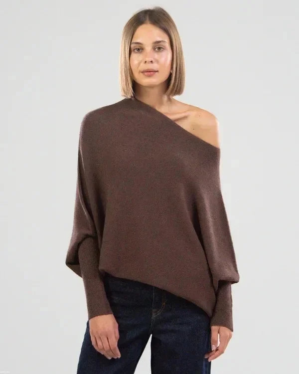 Asymmetrische Off-Shoulder Gebreide Trui