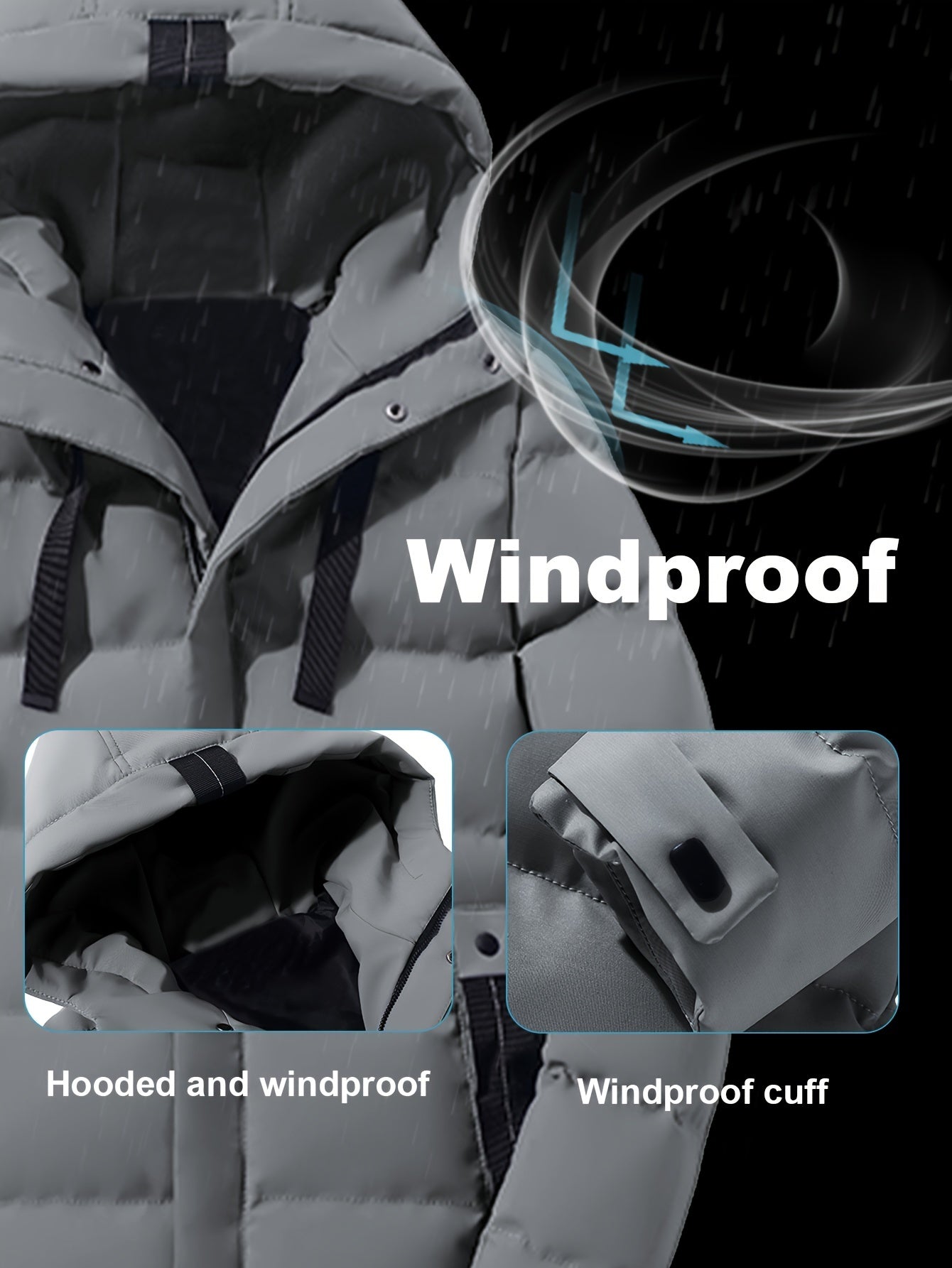 Heren Winterjas van Katoen met Capuchon en Grote Zakken