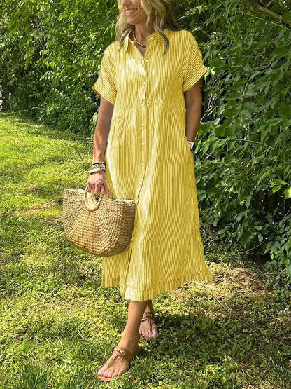 Dames Midi Jurk | Strepen & Knopen