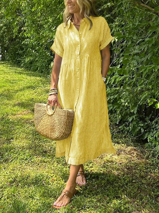 Dames Midi Jurk | Strepen & Knopen