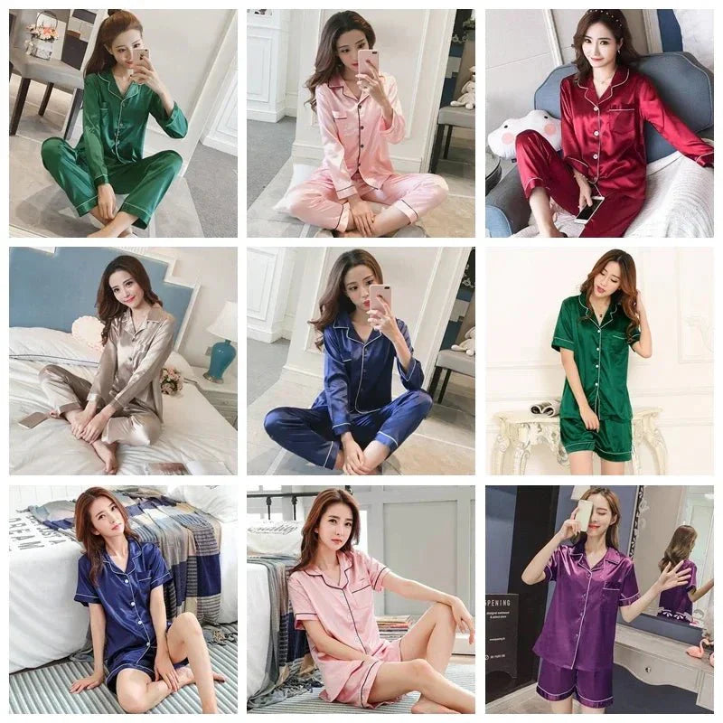 Zijdezachte Dames Pyjama Set – Klassiek & Comfortabel