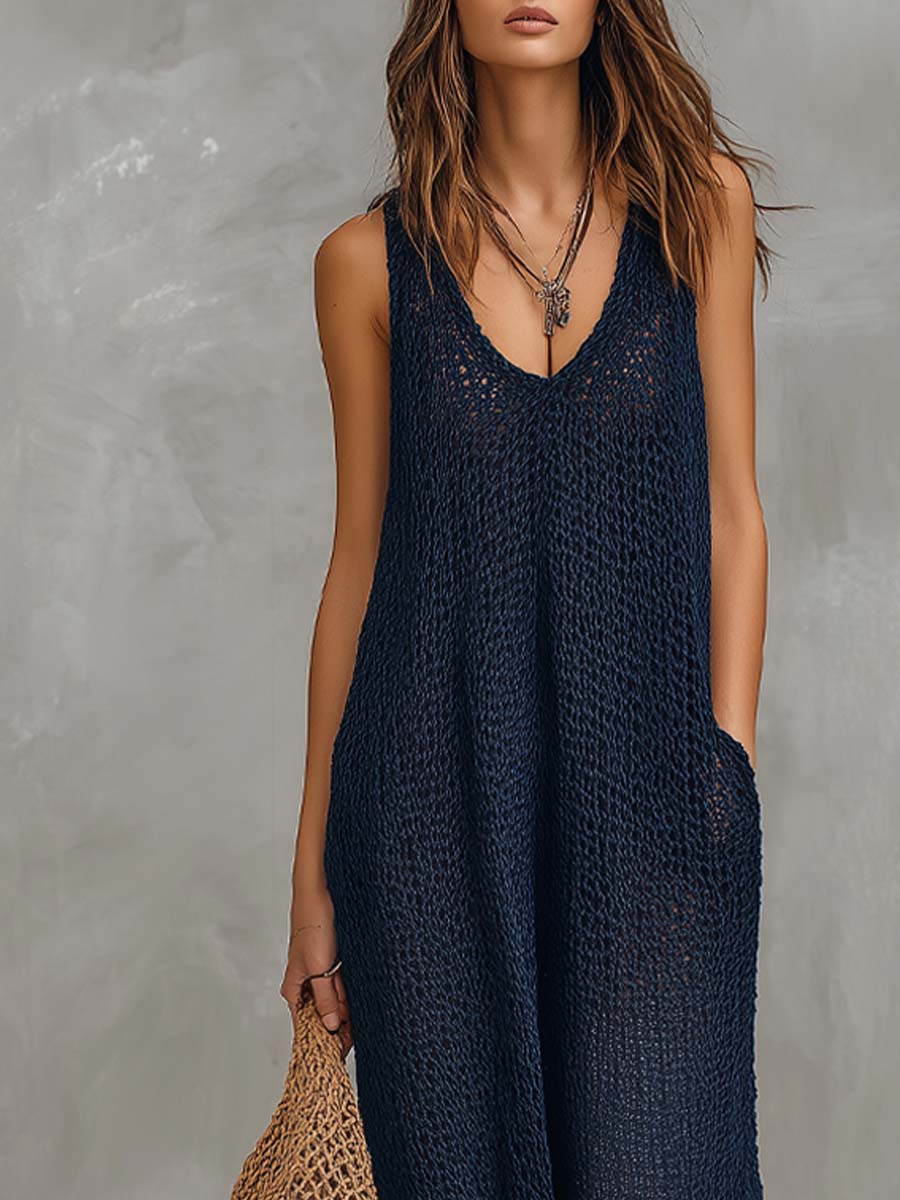 Dames Maxi Jurk | Gebreide Textuur & Luchtige Pasvorm