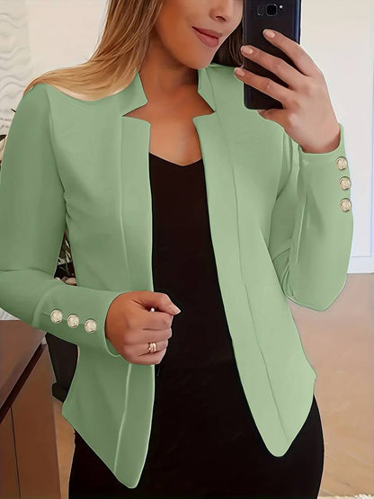 Casual Women's Blazer with Buttons – Lightweight Cotton, Long Sleeve
