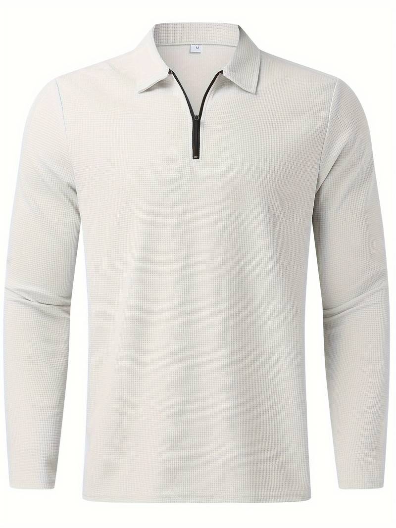 Men's Waffle Shirt with Long Sleeves and V-neck – Casual and Comfortable