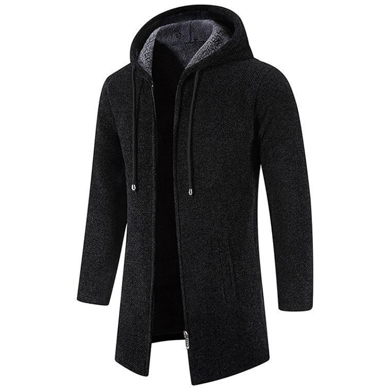 Halflang Fleece Herenvest met Capuchon en Rits