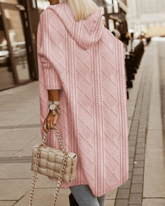 Lange Gebreide Damesvest met Capuchon – Comfortabel & Stijlvol voor Elk Seizoen