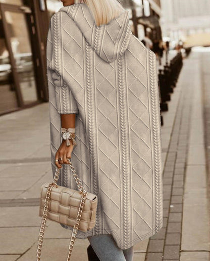 Lange Gebreide Damesvest met Capuchon – Comfortabel & Stijlvol voor Elk Seizoen