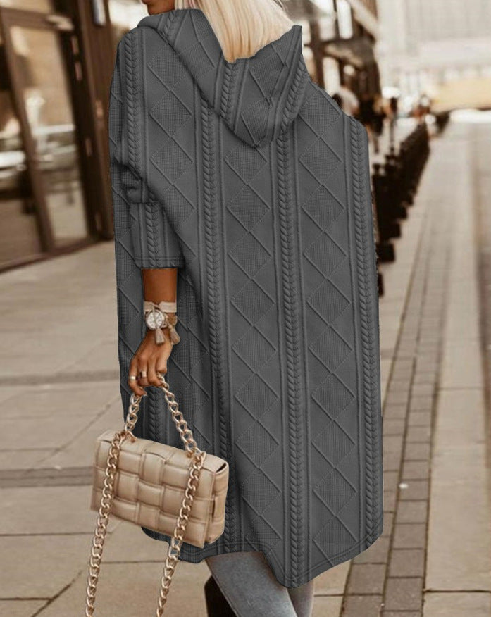 Lange Gebreide Damesvest met Capuchon – Comfortabel & Stijlvol voor Elk Seizoen