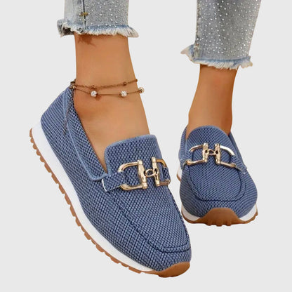 Women's Loafers | Breathable Mesh & Gold Detail Slip-Ons