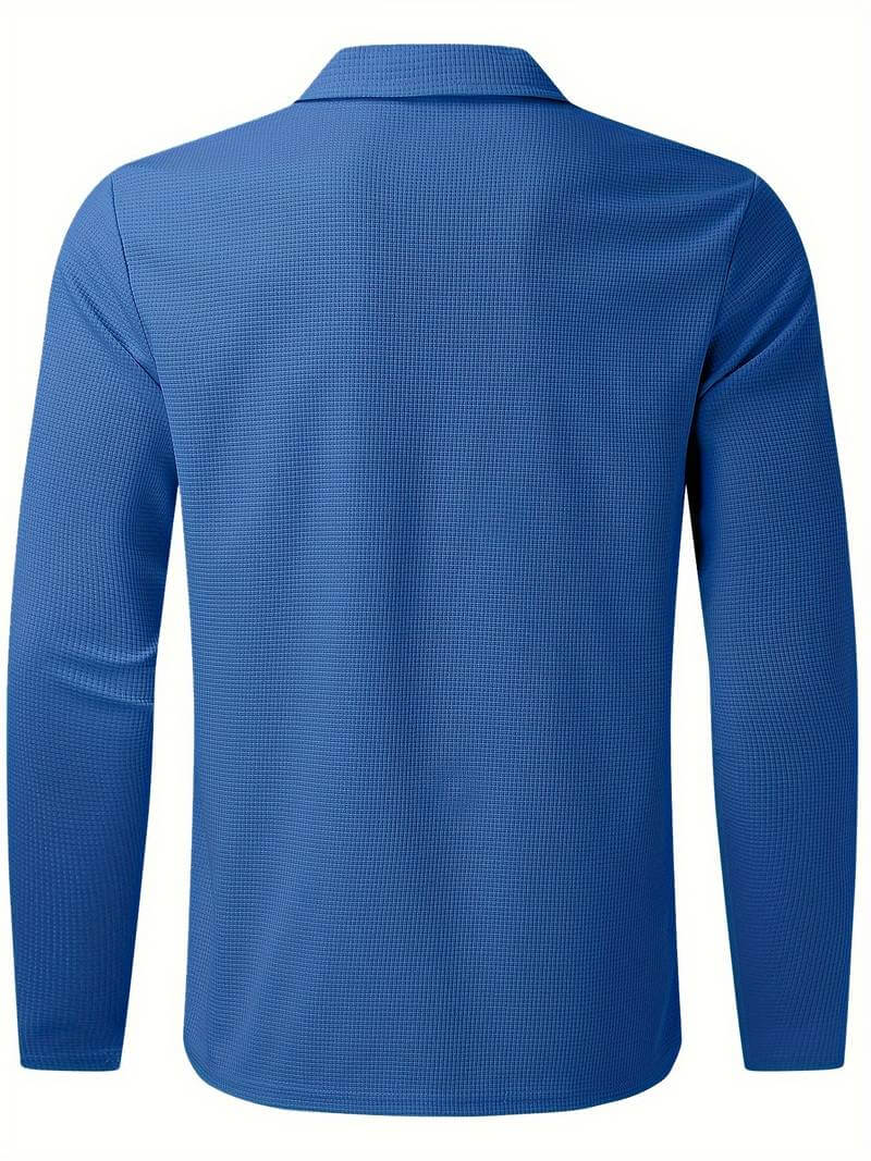 Men's Waffle Shirt with Long Sleeves and V-neck – Casual and Comfortable