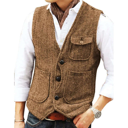 Men's Vest in Cashmere Look – Single Closure, Elegant and Comfortable